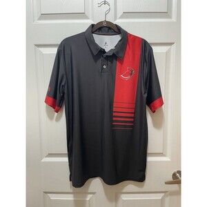 Mens Polo Shirt Size L Cardinals Charter Logo Sport BSN Black Red Short Sleeve